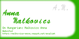 anna malkovics business card